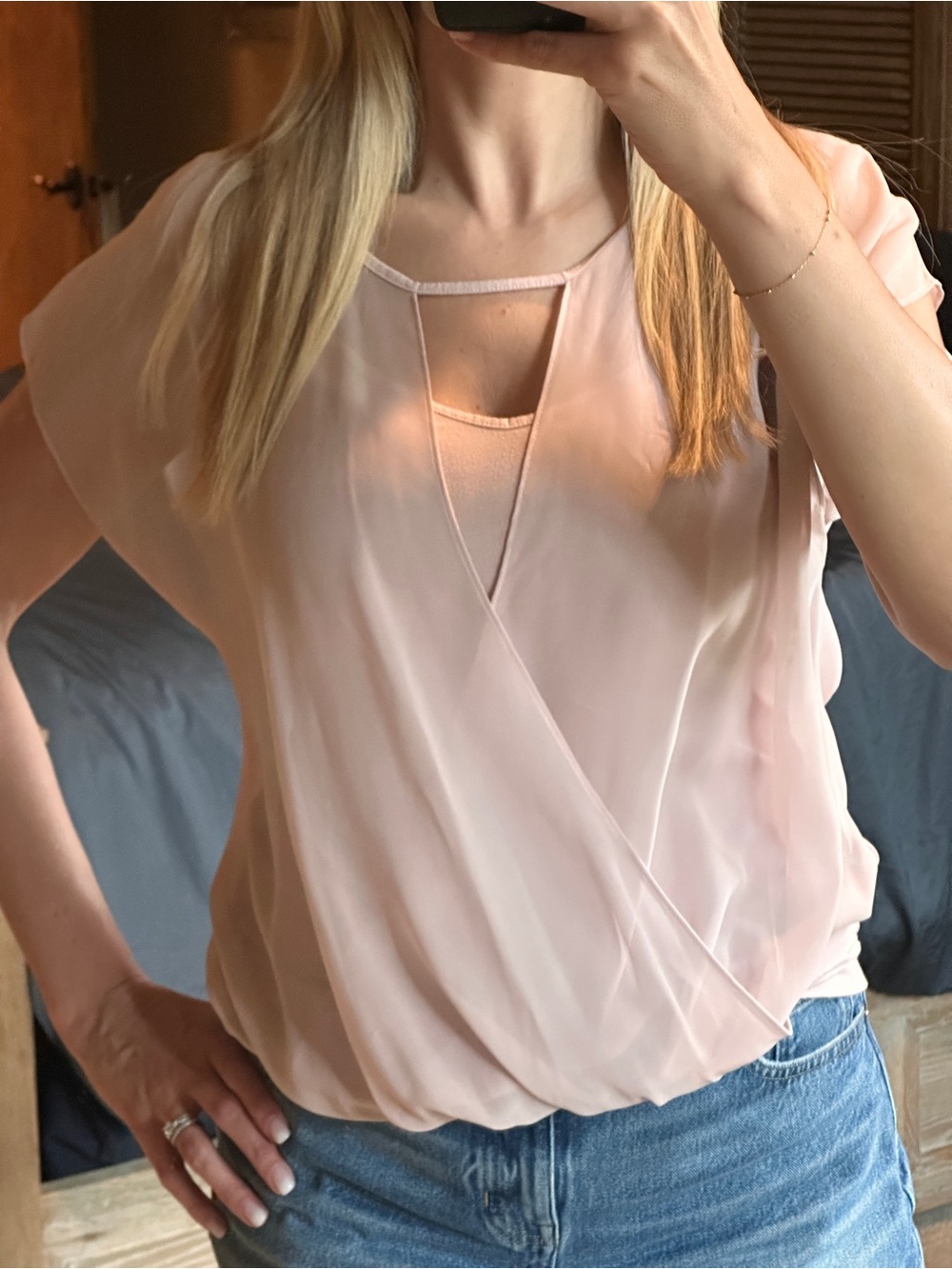 Sheer Blouse in Light Dusty Pink Size Small